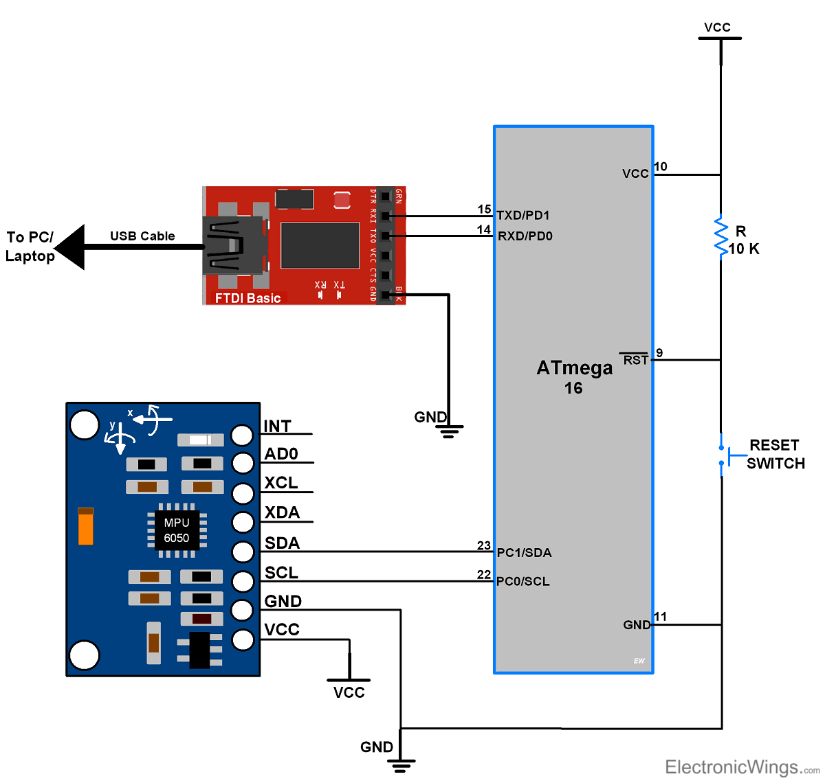 MPU6050 Interfacing ATmega16