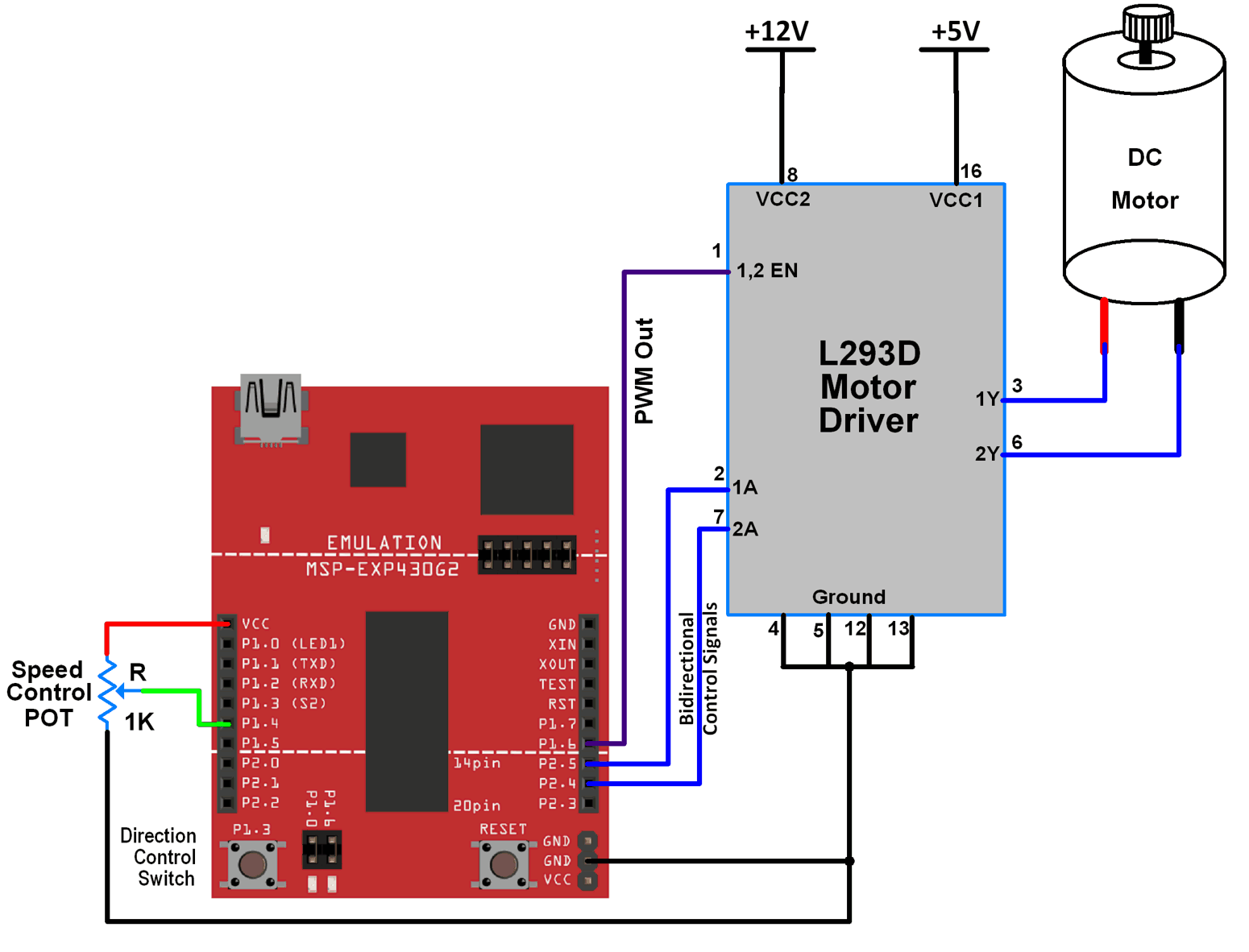 Interfacing DC Motor with MSP-EXP430G2 TI Launchpad