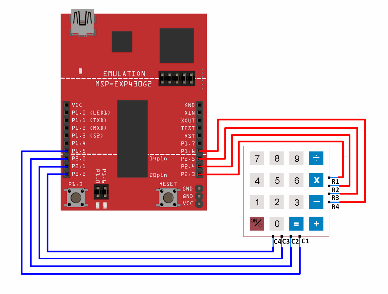 Interfacing 4x4 Keypad with MSP-EXP430G2 TI Launchpad