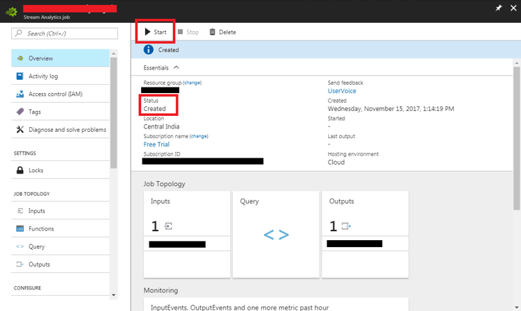 Start Stream Analytics 1