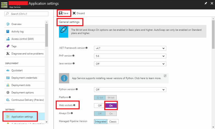 Web Apps Application Settings 1