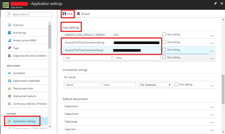 Web Apps Application Settings