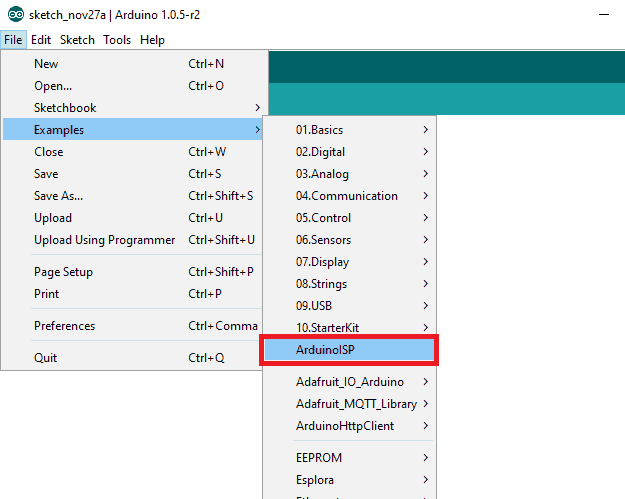 Arduino ISP example